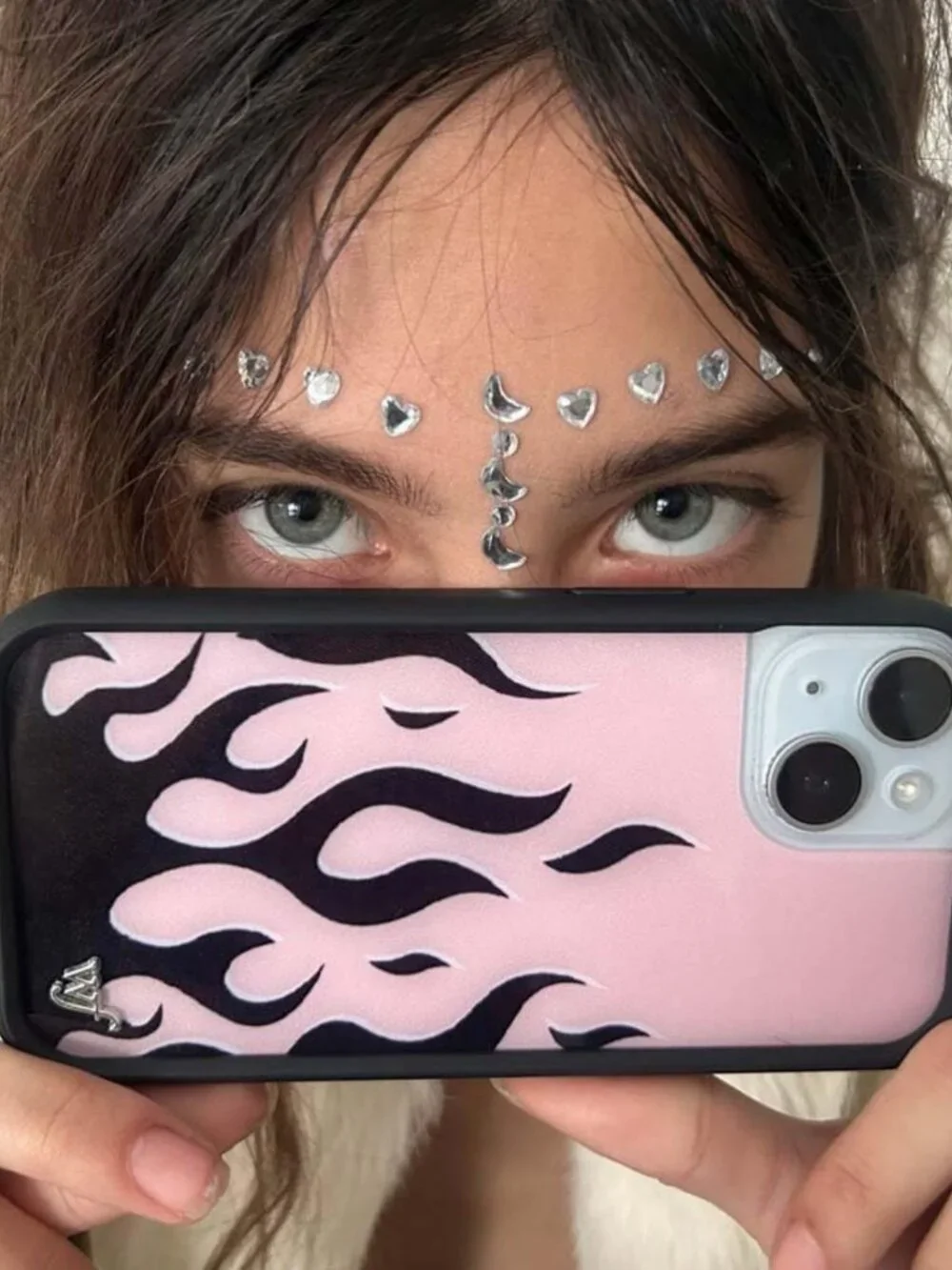 Flames iPhone 15 Case - Pink & Black - Stylish, Durable, Trendy Phone Accessory